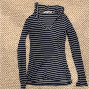 Striped michael stars long sleeve with hood